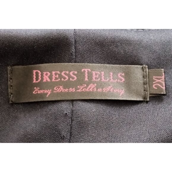 Elegant Navy Blue Chiffon Cape Overlay Dress Asymmetrical Sheath Design Size 2XL - Picture 8 of 9